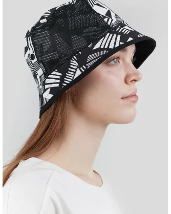 Palarie bucket reversibila, Negru/Alb murdar
