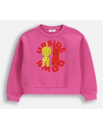 Bluza sport cu aplicatii decorative si decolteu la baza gatului