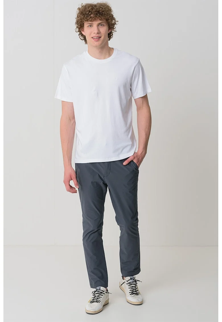 Tricou regular fit cu decolteu la baza gatului, Alb optic