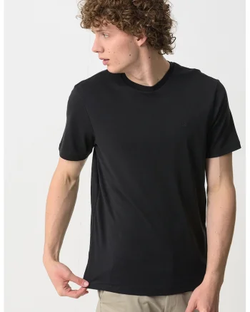 Tricou regular fit cu decolteu la baza gatului, Negru
