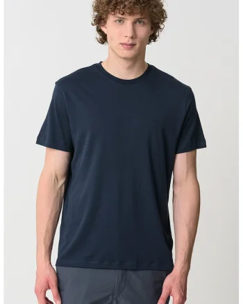 Tricou regular fit cu decolteu la baza gatului, Bleumarin