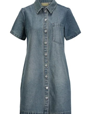 Rochie  denim vintage, albastru, bumbac, poliester, viscoza