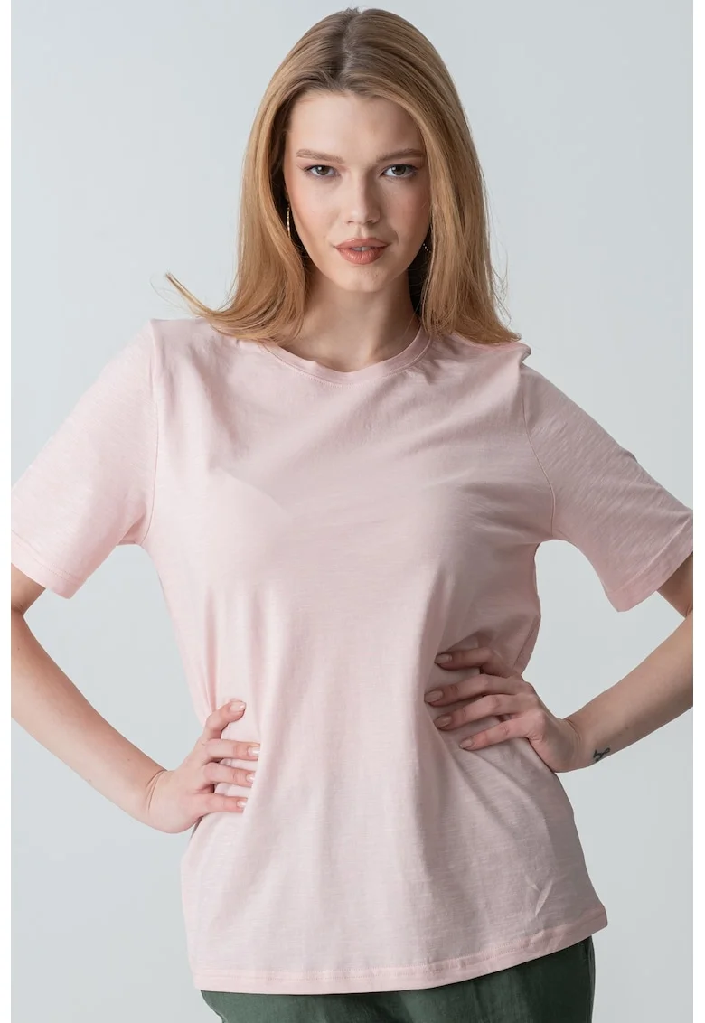 Tricou relaxed fit de bumbac, Roz pal