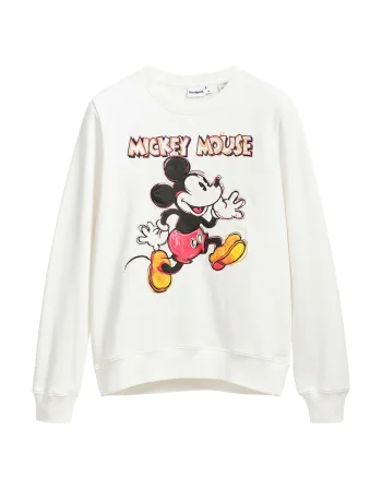 Bluza de trening cu imprimeu cu Mickey Mouse, Coral/Portocaliu mandarina/Alb murdar
