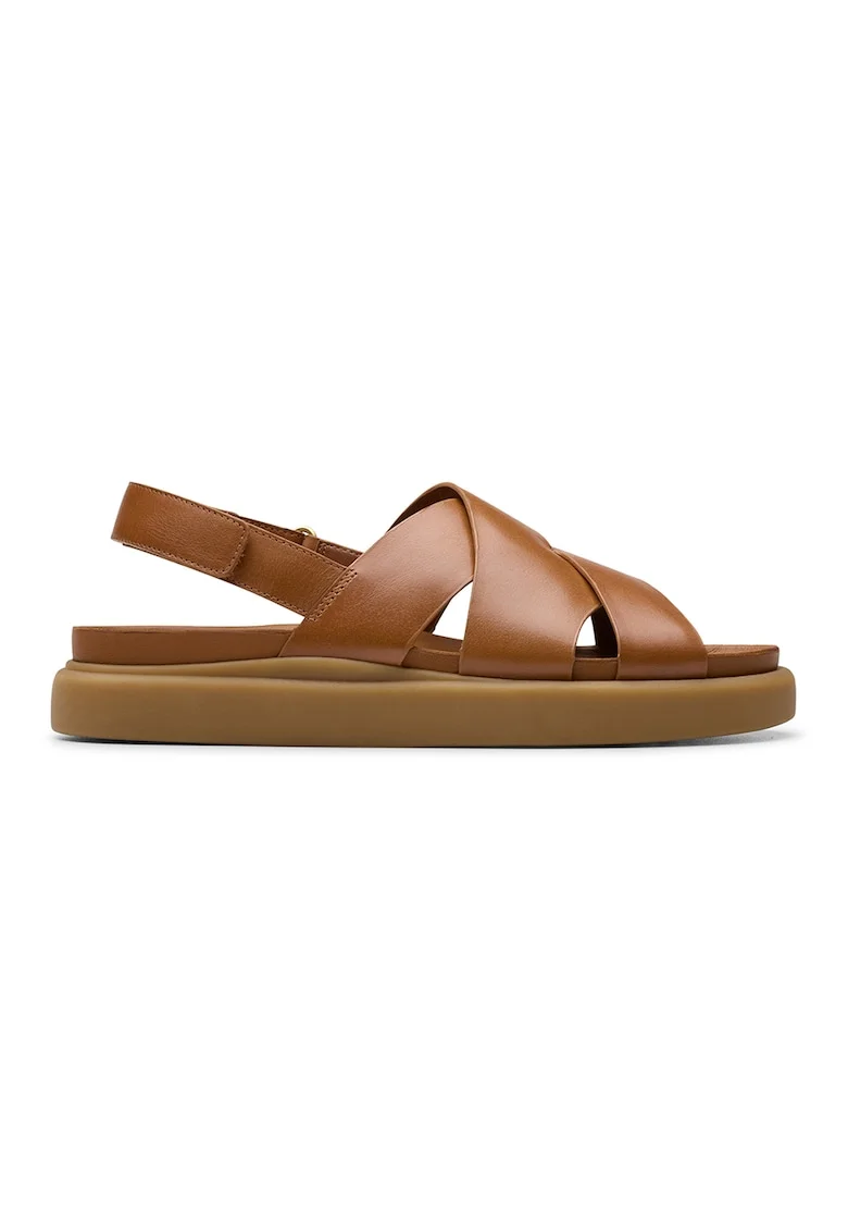 Sandale de piele cu barete incrucisate Aristella, Caramel