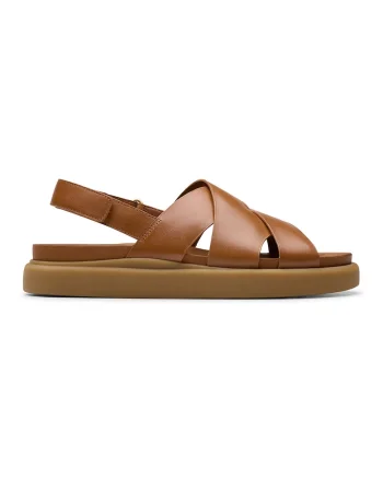 Sandale de piele cu barete incrucisate Aristella, Caramel