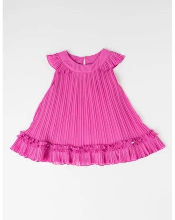 Rochie evazata cu pliuri, Roz deschis