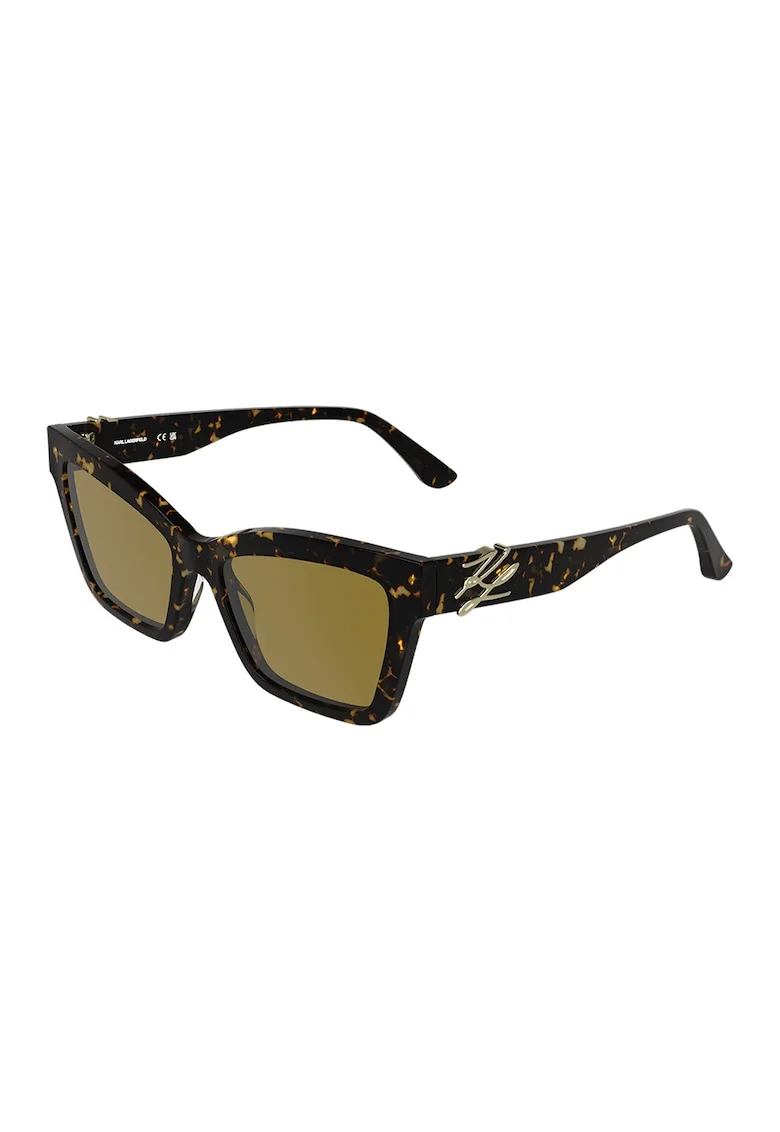 Ochelari de soare cat-eye cu detalii monograma, Maro inchis/Galben