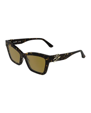Ochelari de soare cat-eye cu detalii monograma, Maro inchis/Galben