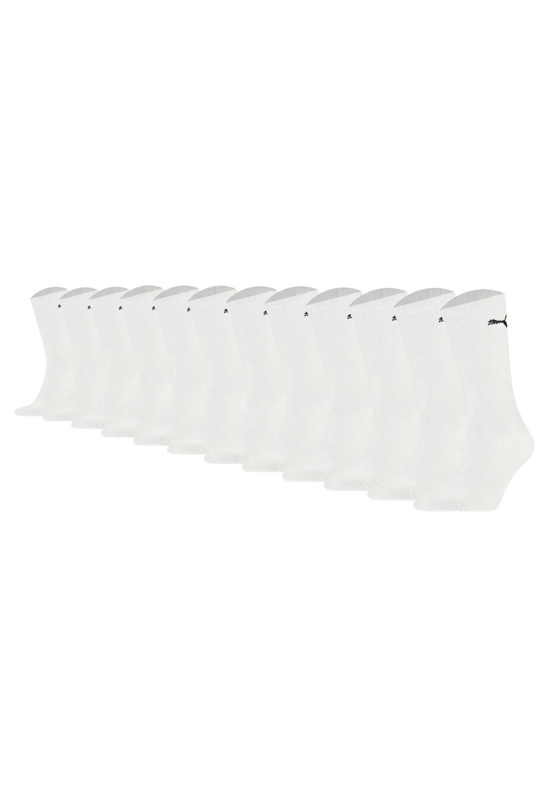 Set de sosete lungi unisex cu logo - 12 perechi, Alb