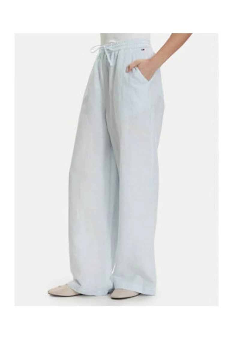 Pantaloni croiala ampla din amestec de in