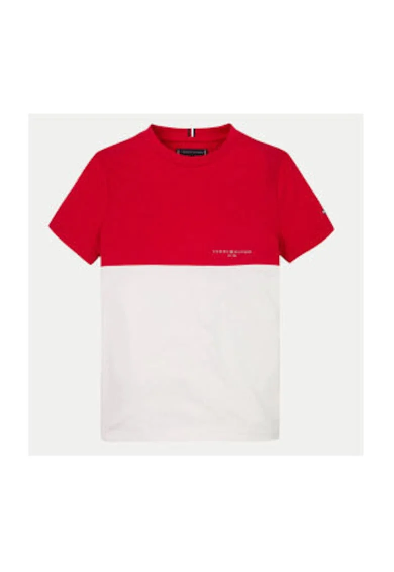 Tricou din bumbac cu aspect colorblock