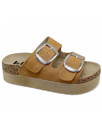 Papuci femei bej, piele