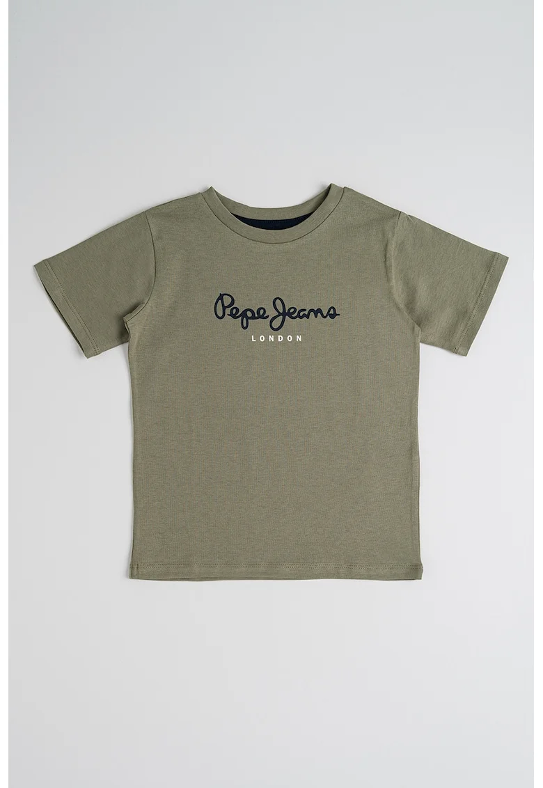 Tricou cu imprimeu logo, Alb/Negru/Kaki