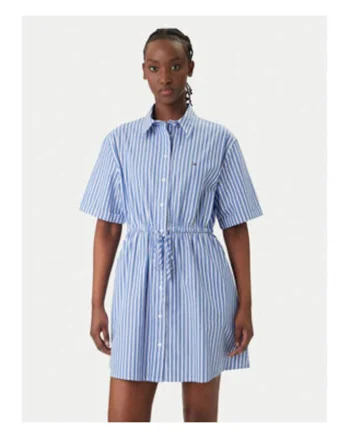 Rochie tip camasa evazata cu dungi