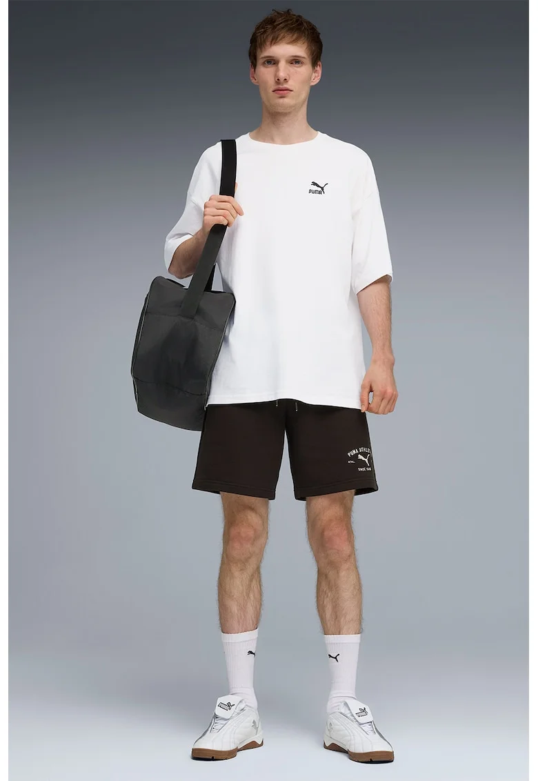 Pantaloni scurti din amestec de bumbac cu snur, Negru
