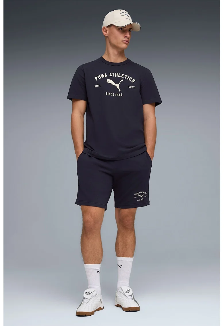 Pantaloni scurti din amestec de bumbac cu snur, Albastru ultramarin