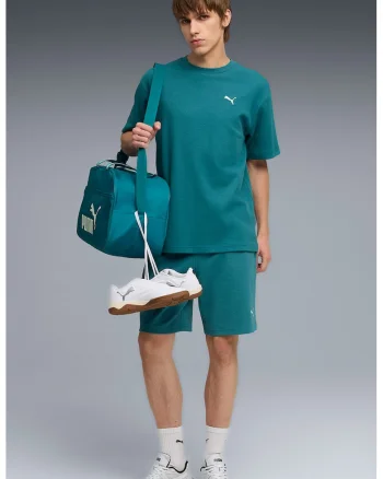 Pantaloni scurti din amestec de bumbac cu logo, Alb/Albastru petrol