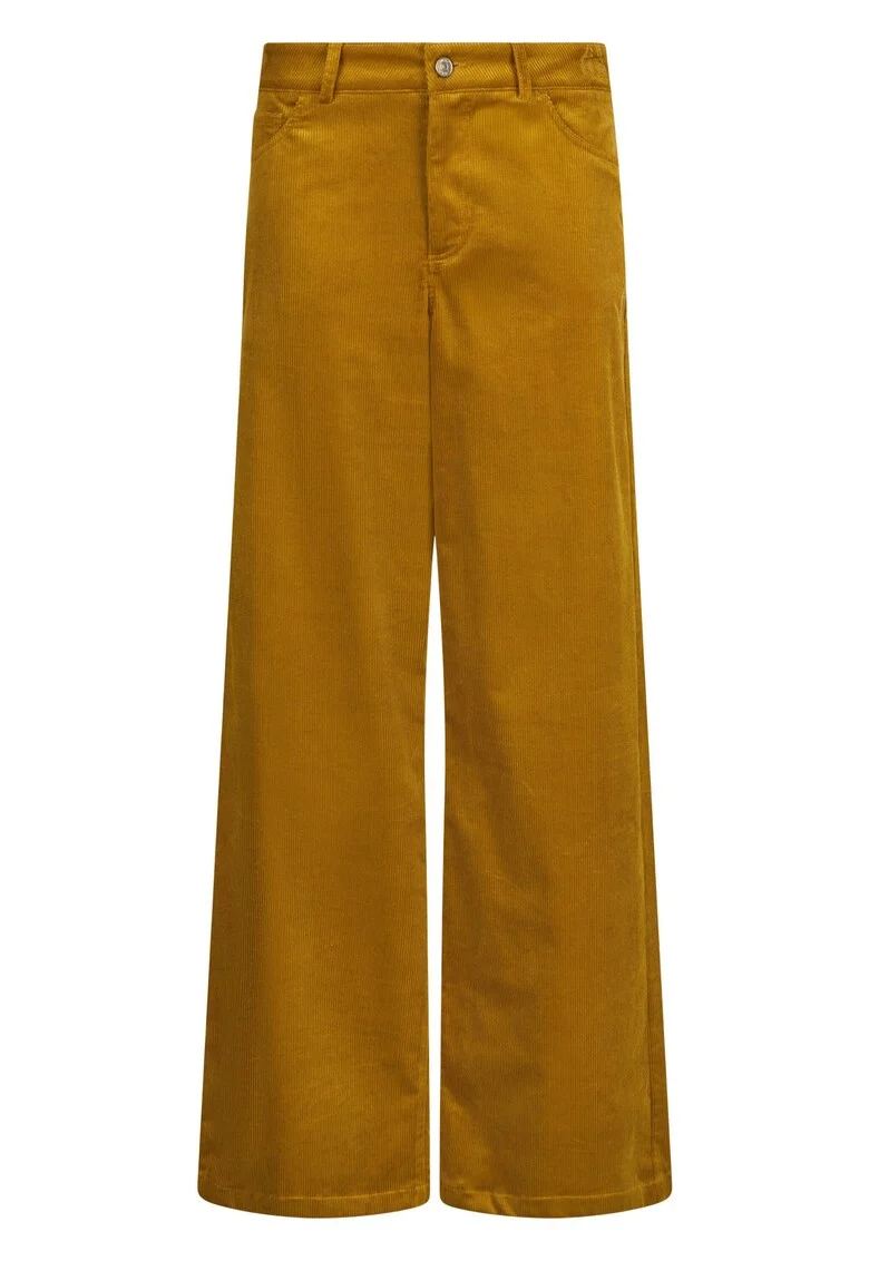 Pantaloni evazati din amestec de modal, Galben mustar