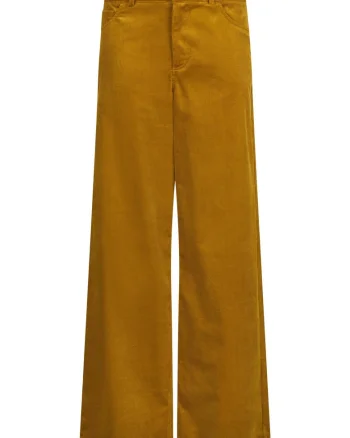 Pantaloni evazati din amestec de modal, Galben mustar