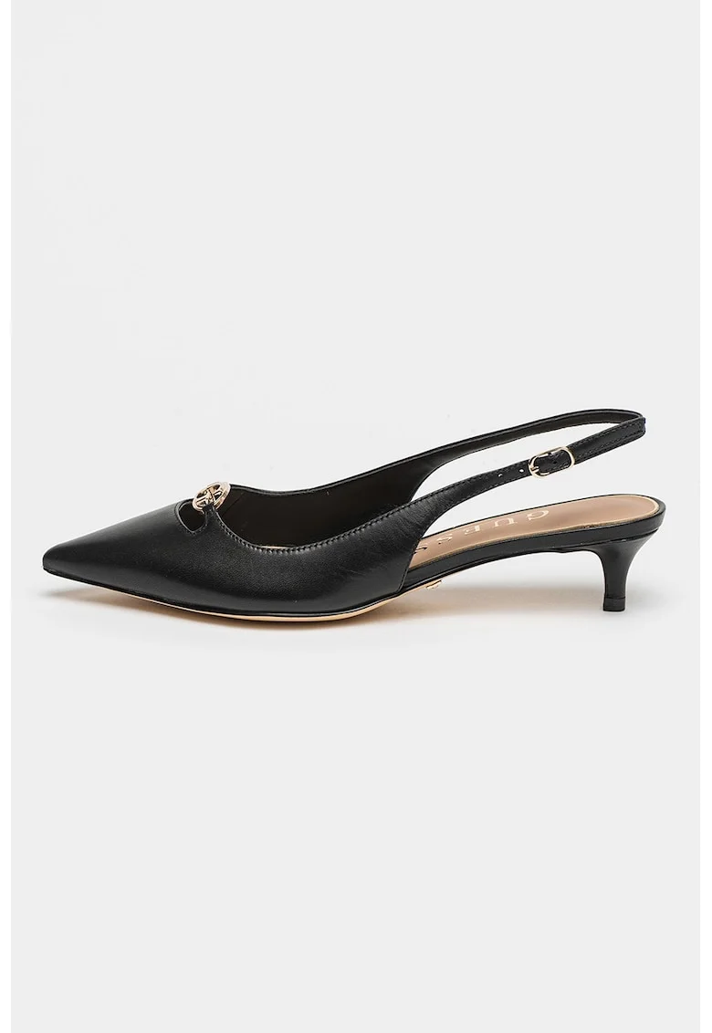 Pantofi de piele cu toc kitten, Negru