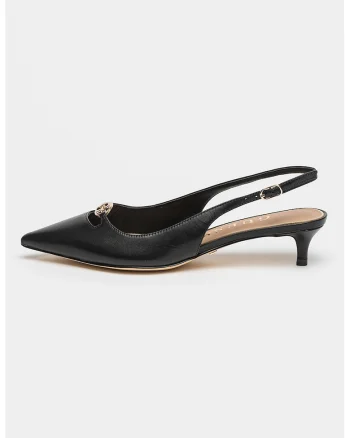 Pantofi de piele cu toc kitten, Negru