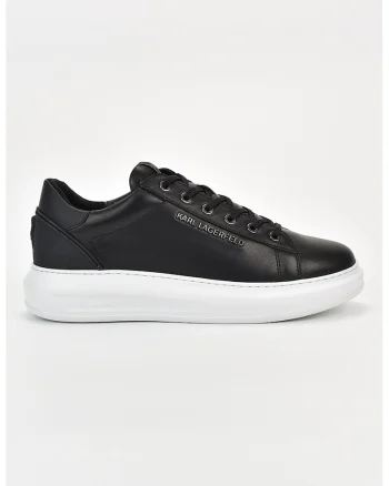 Pantofi sport din piele cu detalii logo, Negru/Alb optic