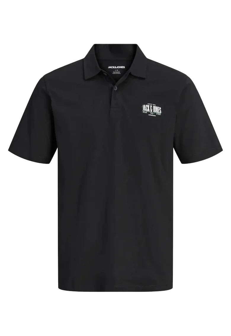 Plus Tricou polo barbati big sizes, din jerseu de bumbac, Regular Fit, Negru