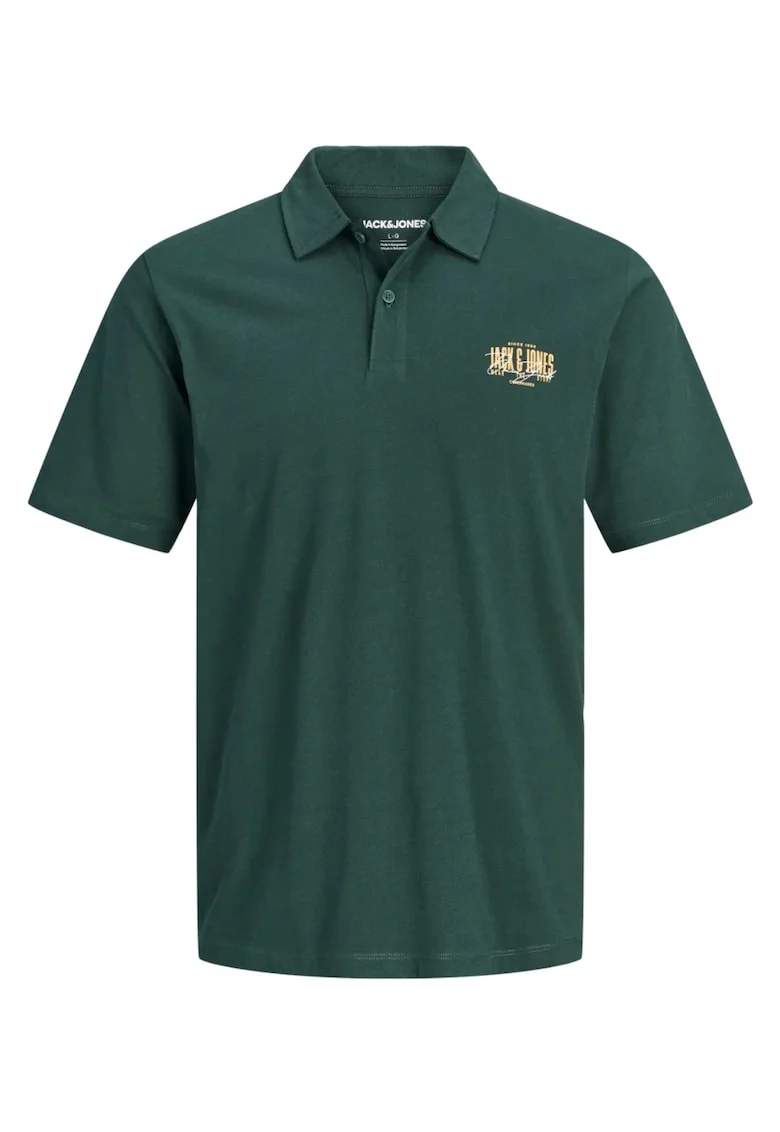 Plus Tricou polo barbati big sizes, din jerseu de bumbac, Regular Fit, Verde inchis