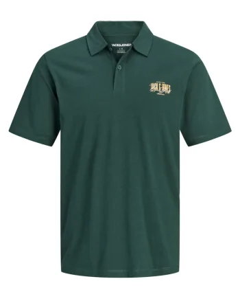 Plus Tricou polo barbati big sizes, din jerseu de bumbac, Regular Fit, Verde inchis