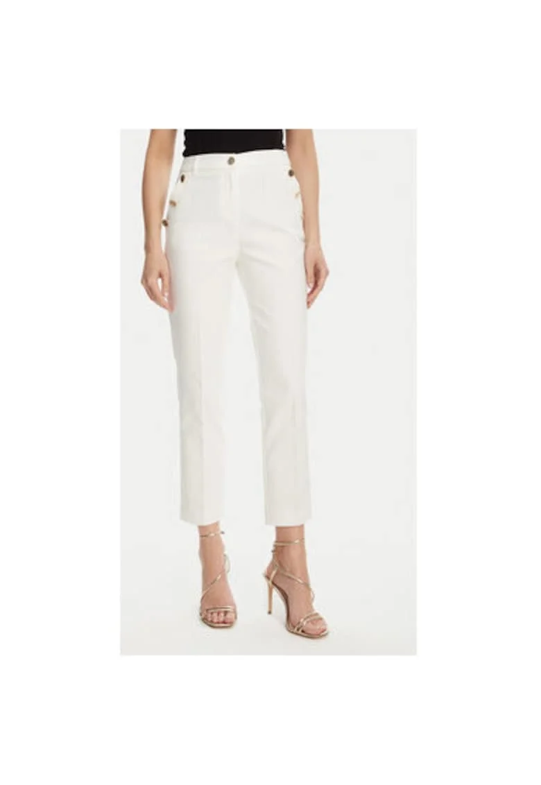 Pantaloni chino dama  251-PKY.F, Bumbac/Poliester, Alb, Alb