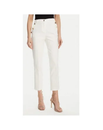 Pantaloni chino dama  251-PKY.F, Bumbac/Poliester, Alb, Alb