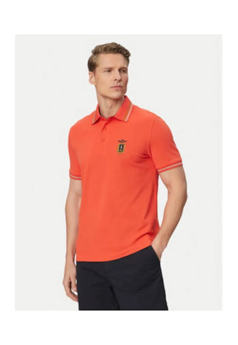 Tricou Polo Barbati,  portocaliu, bumbac, maneca scurta
