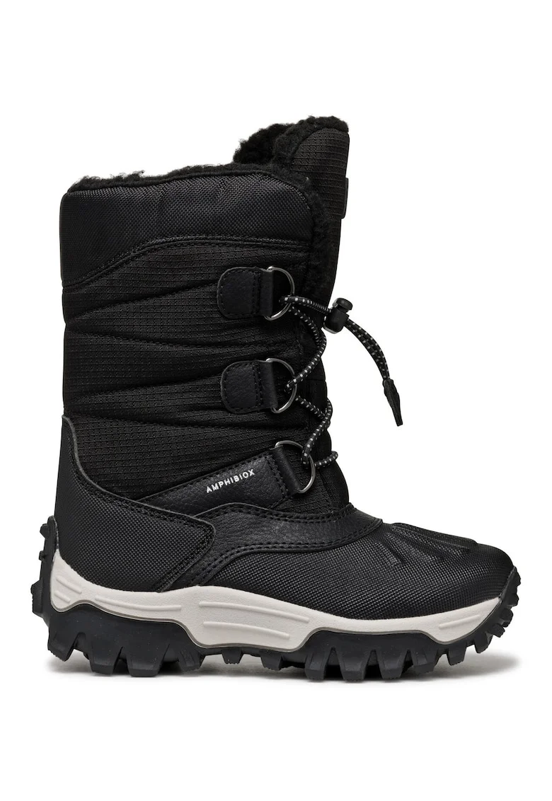 Ghete de iarna  J46FRA-0FU50, Piele ecologica, Negru