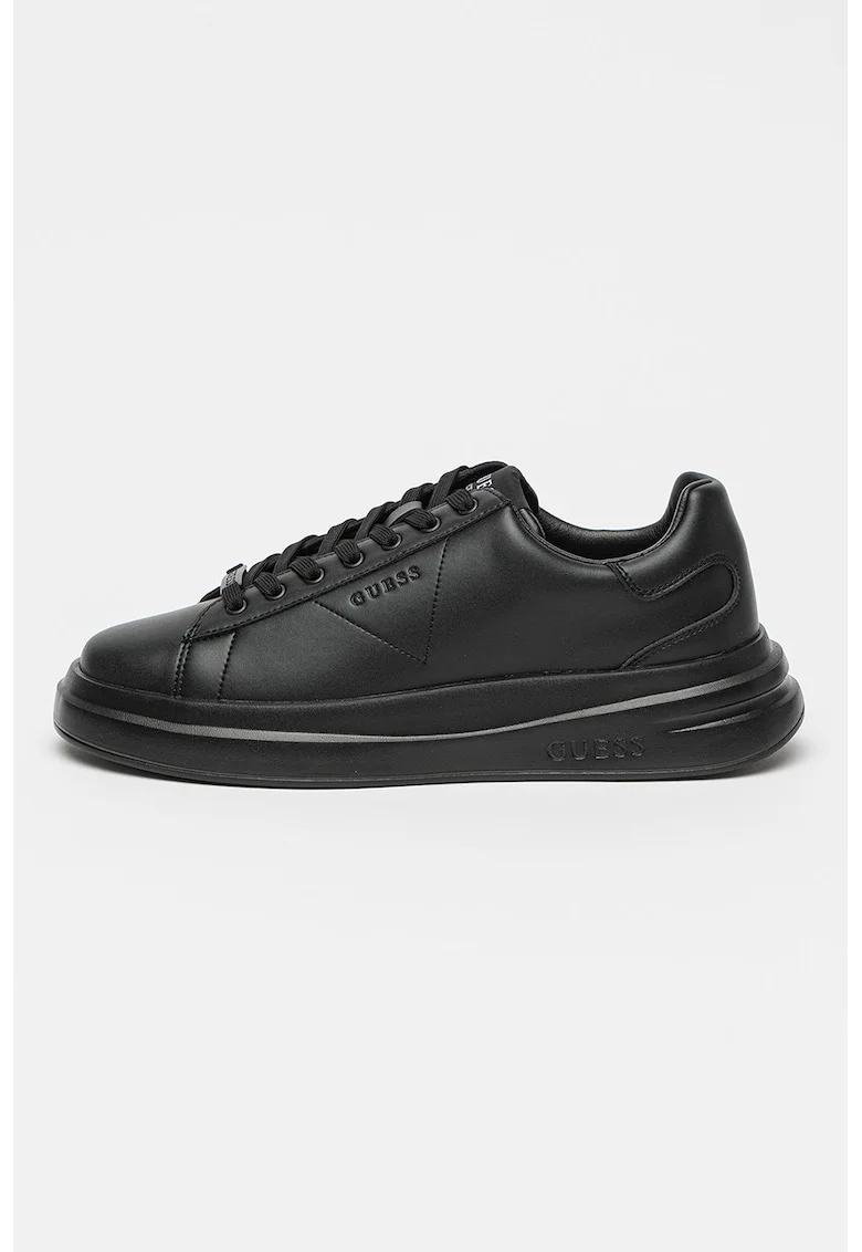 Pantofi sport din piele si piele ecologica, Negru