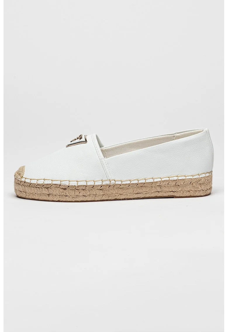 Pantofi loafer din piele ecologica cu logo, Alb murdar