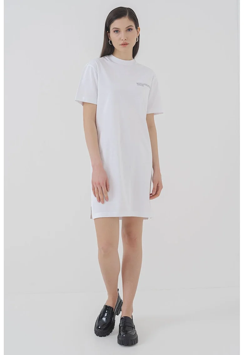 Rochie-tricou cu logo, Negru/Alb optic