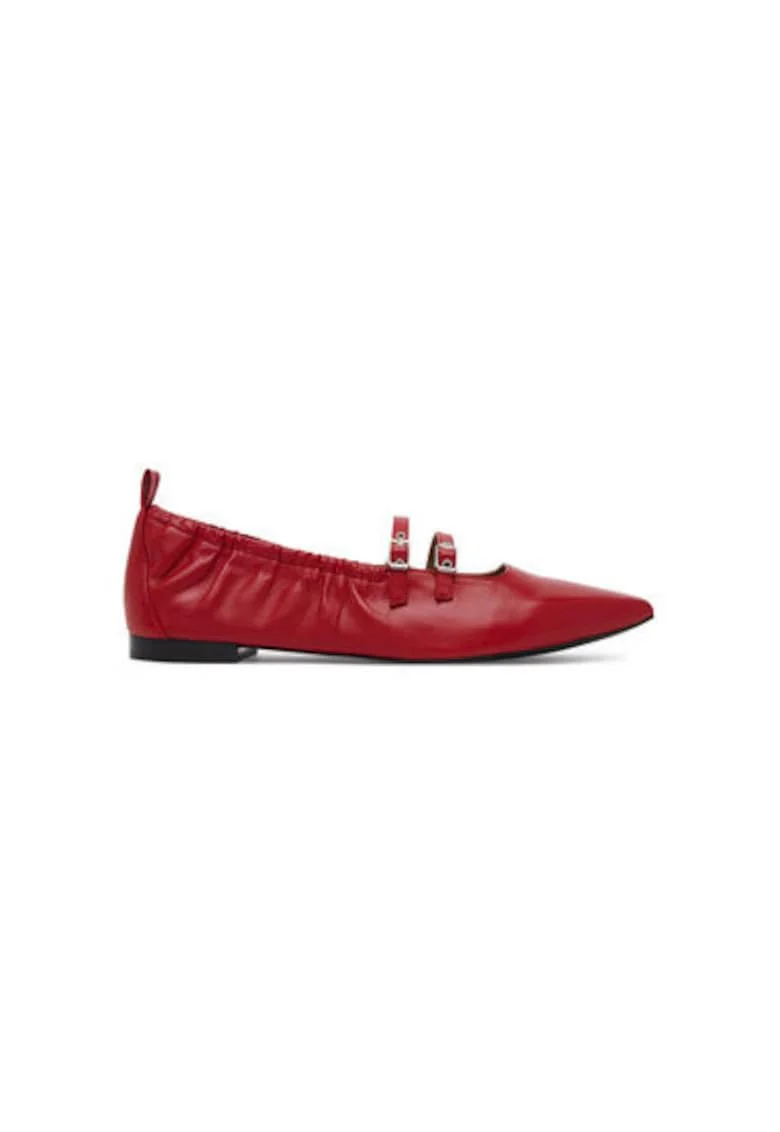 Balerini  1-22101-44, Piele naturala, Rosu
