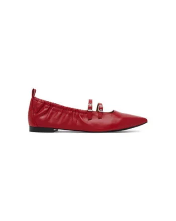 Balerini  1-22101-44, Piele naturala, Rosu