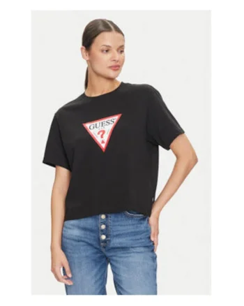 Tricou cu decolteu la baza gatului cu logo