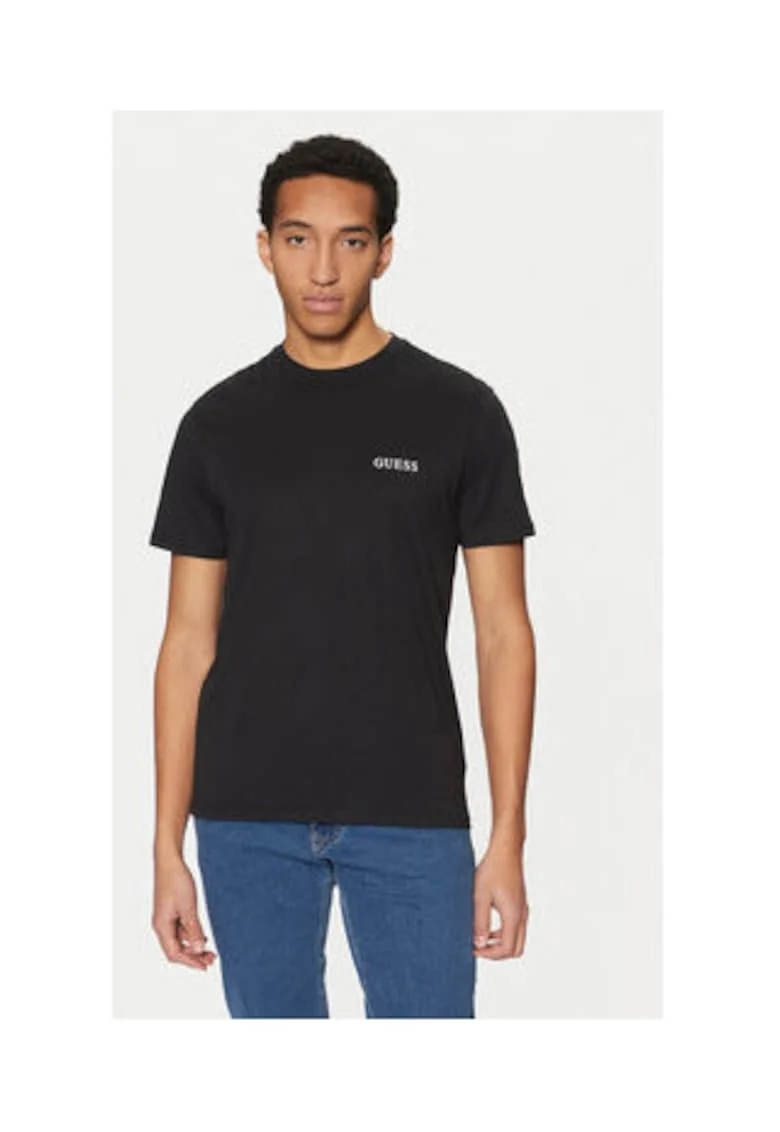Tricou din bumbac cu logo discret in relief