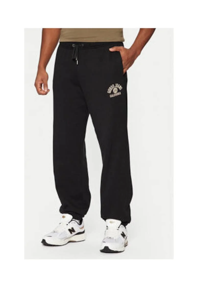 Pantaloni de trening uni din bumbac cu snur in talie