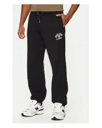 Pantaloni de trening uni din bumbac cu snur in talie