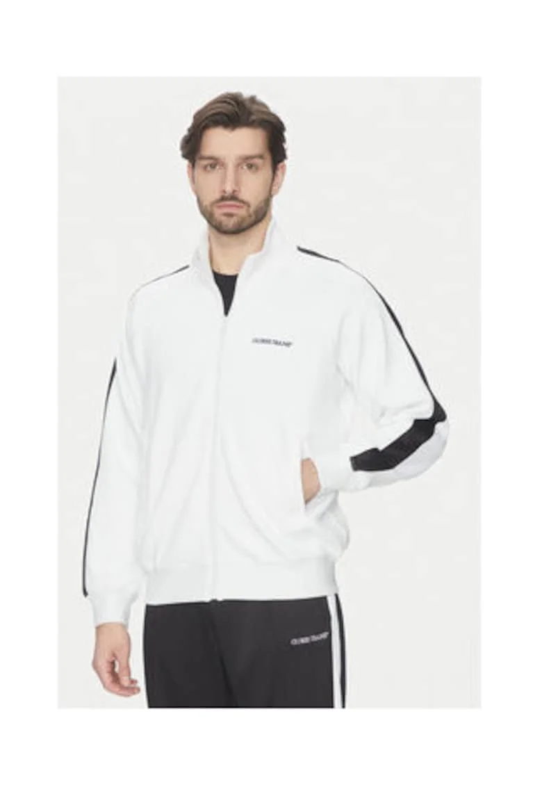 Bluza sport cu fermoar si detalii contrastante