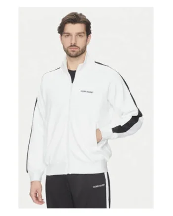 Bluza sport cu fermoar si detalii contrastante