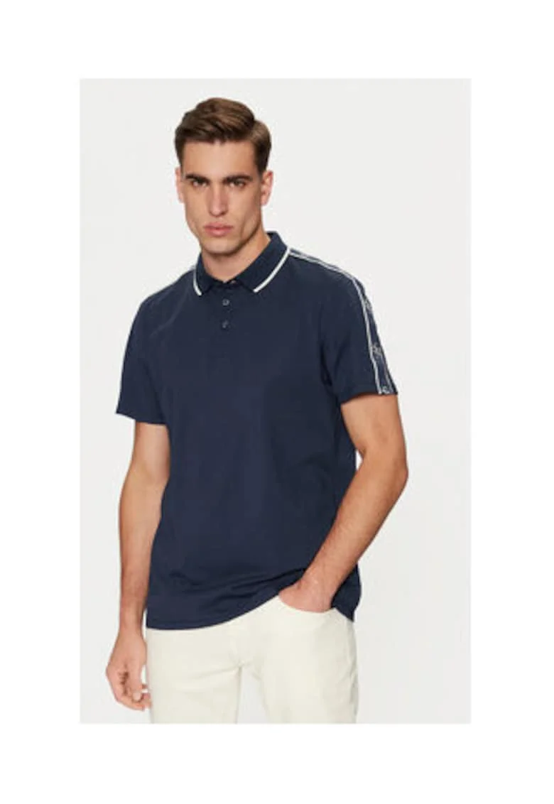 Tricou polo din amestec de bumbac, Bleumarin