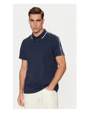 Tricou polo din amestec de bumbac, Bleumarin