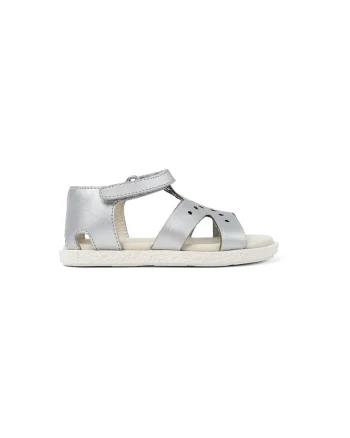Sandale de piele cu velcro, Argintiu