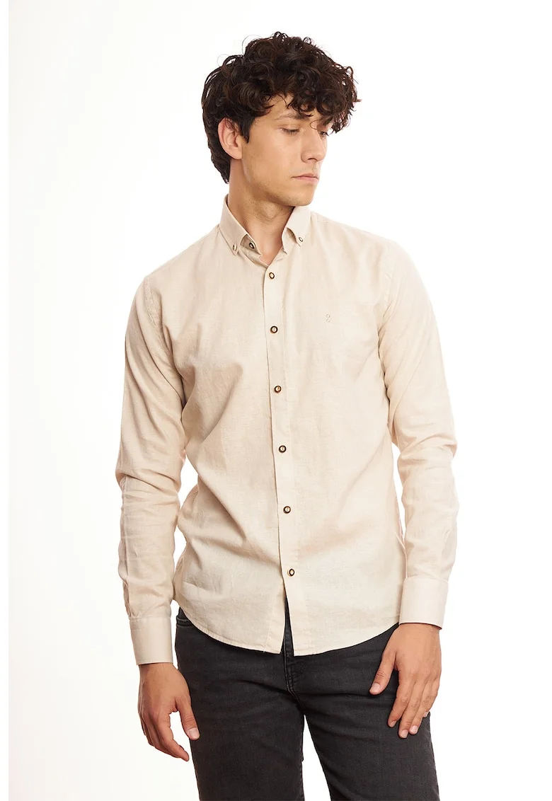 Camasa slim fit de in, Bej