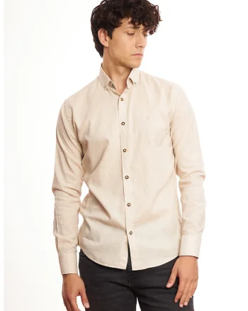 Camasa slim fit de in, Bej